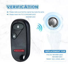 Replacement for Keyless Entry Remote Car Key Fob for 2001-2005 Honda Civic EX LX DX (not SI), 2003-2007 Pilot NHVWB1U523, NHVWB1U521  KR-H3RB