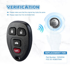 4 Button Keyless Entry Remote Replacement for 2007-2008 Saturn Aura Sky KOBGT04A KR-C4RB