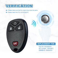 New 4 Button Car Key Fob Keyless Entry Remote Replacement for Silverado 2007-2013 OUC60270 KR-C4RC