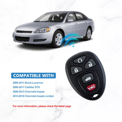 5 Button Keyless Entry Remote Replacement for 2006-2013 Chevy Impala Monte Carlo/Cadillac DTS/Buick Lucerne OUC60270  KR-C5RA