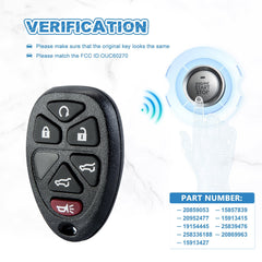 6 Button Keyless Entry Remote Replacement for GMC Yukon Chevrolet Chevy Tahoe Suburban 315MHZ.OUC60270