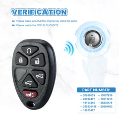 6 Button Keyless Entry Remote Replacement for GMC Yukon Chevrolet Chevy Tahoe Suburban 315MHZ.OUC60270