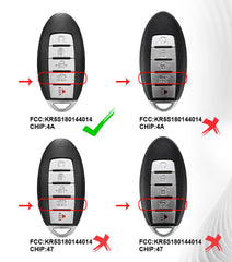 Smart Prox Remote Control Self Programmable Car Key Replacement for 2016-18 Nissan Altima/Maxima with FCC: KR5S180144014