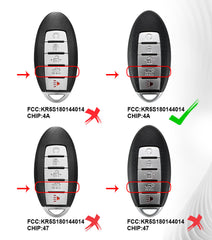Smart Prox Remote Control Self Programmable 4A Car Key Replacement for 2017-2018 Pathfinder/2015-2018 Murano with FCC: KR5S180144014