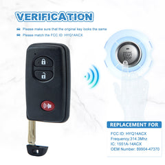 Smart car Key fob Replacement for Toyota 4Runner Prius C V Venza with FCC ID: HYQ14ACX 271451-5290 KR-T3RE