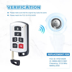 Smart car Key fob Replacement for 2011 - 2019 Toyota Sienna Keyless Remote with FCC ID: HYQ14ADR Keyless Entry Uncut Transponder