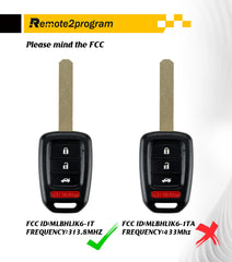 Car Key Programming Tool and Uncut Blade 47Chip Car Key Replacement for Honda Civic/Accord/HR-V/Fit with FCC: MLBHLIK6-1T