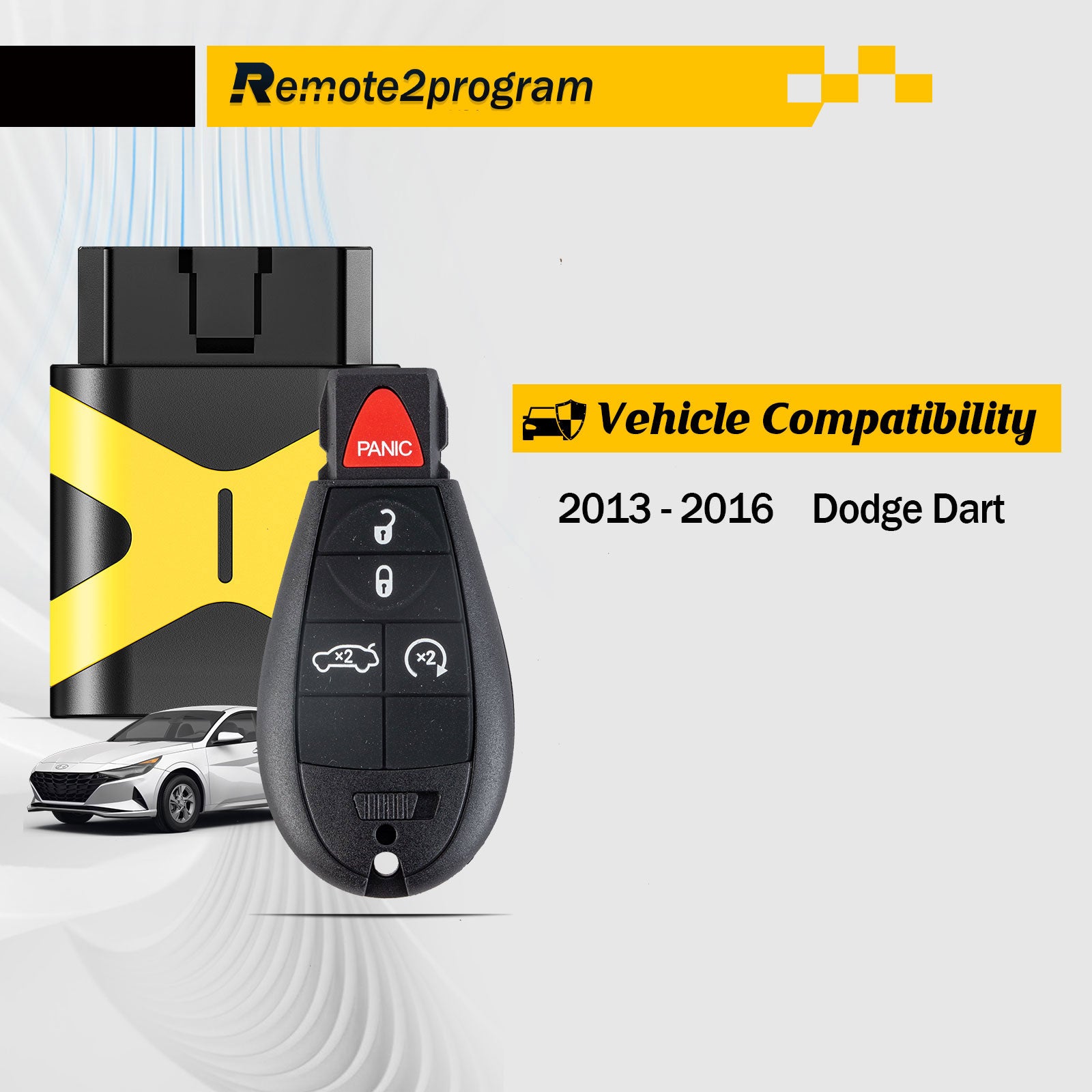 Programmable OBD DIY Tool for Car Key and Keyless Entry Remote Replacement for 2013-2016 Dodge Dart with FCC: M3N32297100