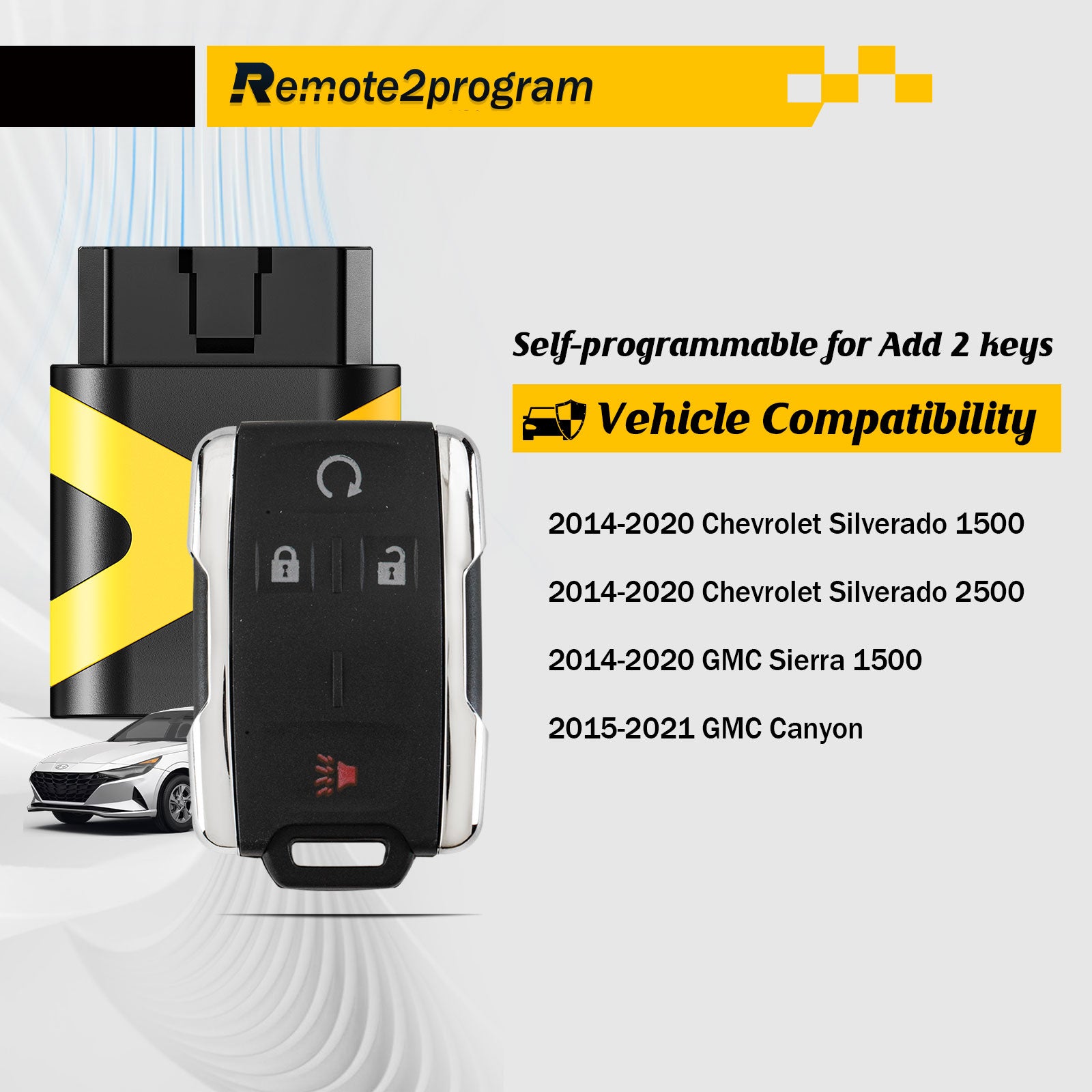 Simple Key Self Programmable Car Key Keyless Entry Remote Replacement for GMC and Chevy with FCC: M3N-32337100
