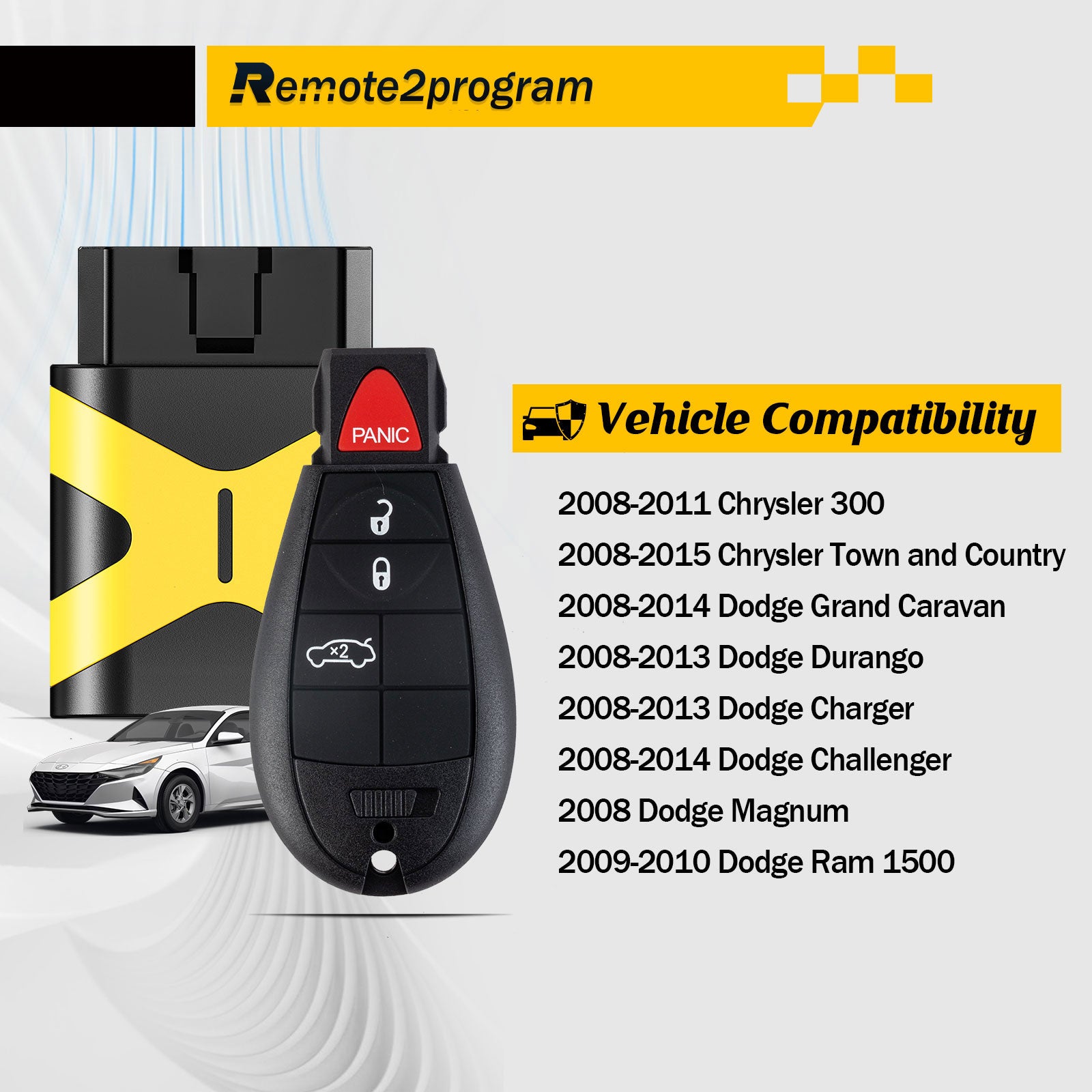 Easy and Safe DIY Programming Car Key Keyless Entry Remote for Dodge/Chrlyer with FCC: M3N5WY783X or IYZ-C01C