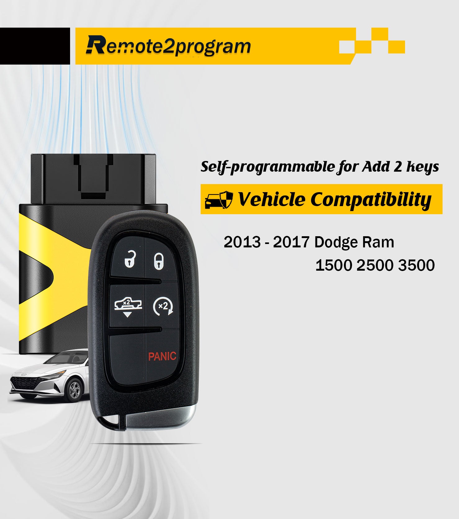 DIY Programming Car Key and Smart Keyless Entry Remote Control Replacement for 2013-2017 Dodge Ram 1500 2500 3500 with FCC: GQ4-54T