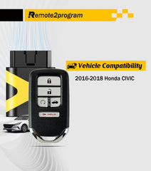 Car Key DIY Programmer Kit and Keyless Entry Remote Replacement for 2016-2018 Honda Civic with FCC: KR5V2X