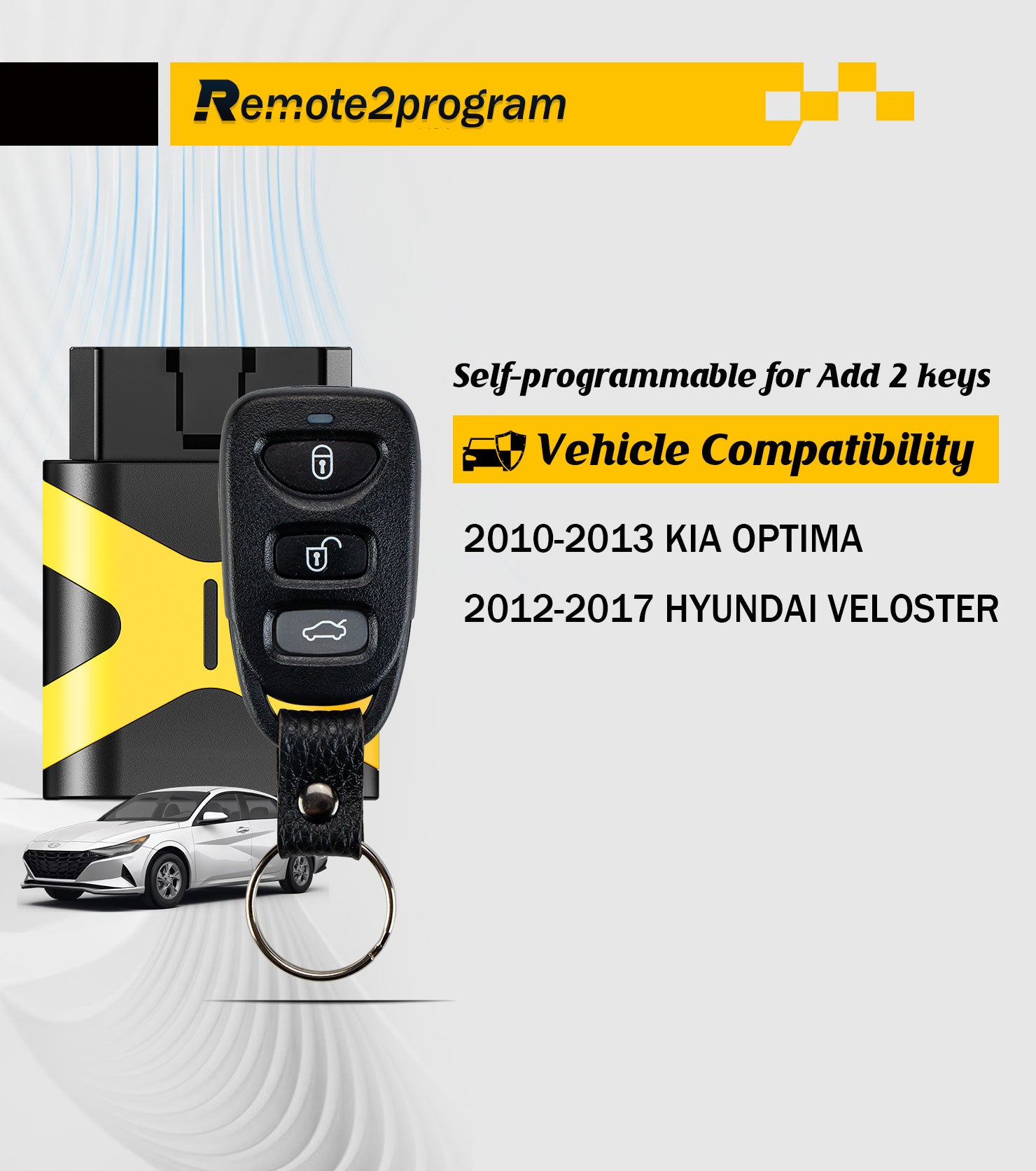 Car Key Fob and Self Porgrammable Keyless Entry Remote Replacement for 2010-2013 Kia Optima and 2012-2017 Hyundia Veloster with FCC: NYOSEKS-TF10ATX