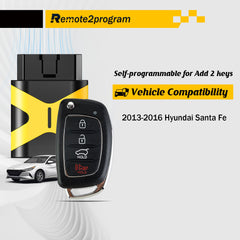 All Key Lost Car Key Programming Tool/Buluetooth/Paring with Smartphone and Uncut Remote FILP Replacment for 2015-2017 Hyundai Sonata with FCC: TQ8-RKE-3F04