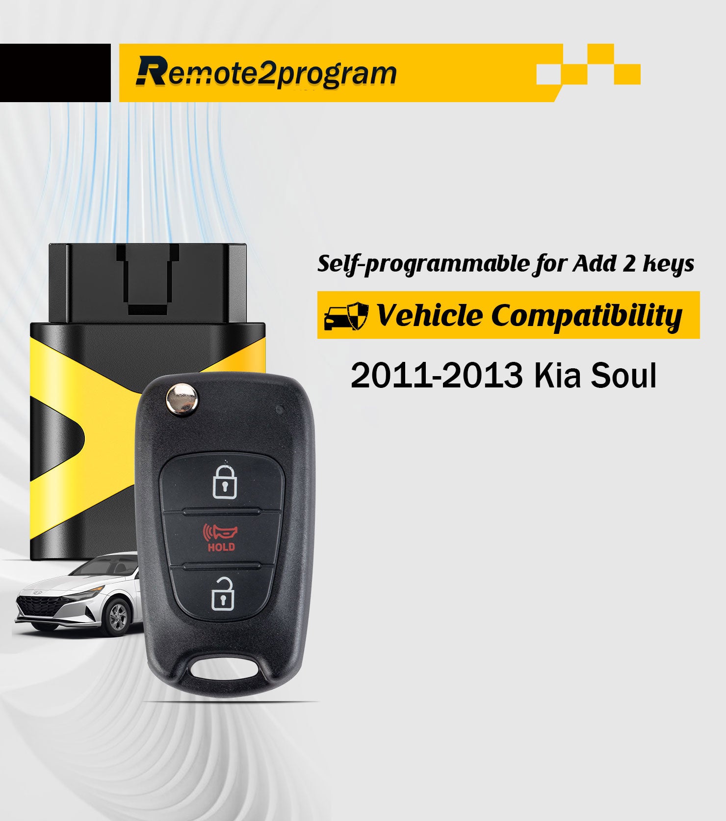 Key Fob DIY Porgrammer OBD Tool and Uncut Blade Car Key Remplacement for 2011-2013 Kia Soul with FCC: NYOSEKSAM11ATx