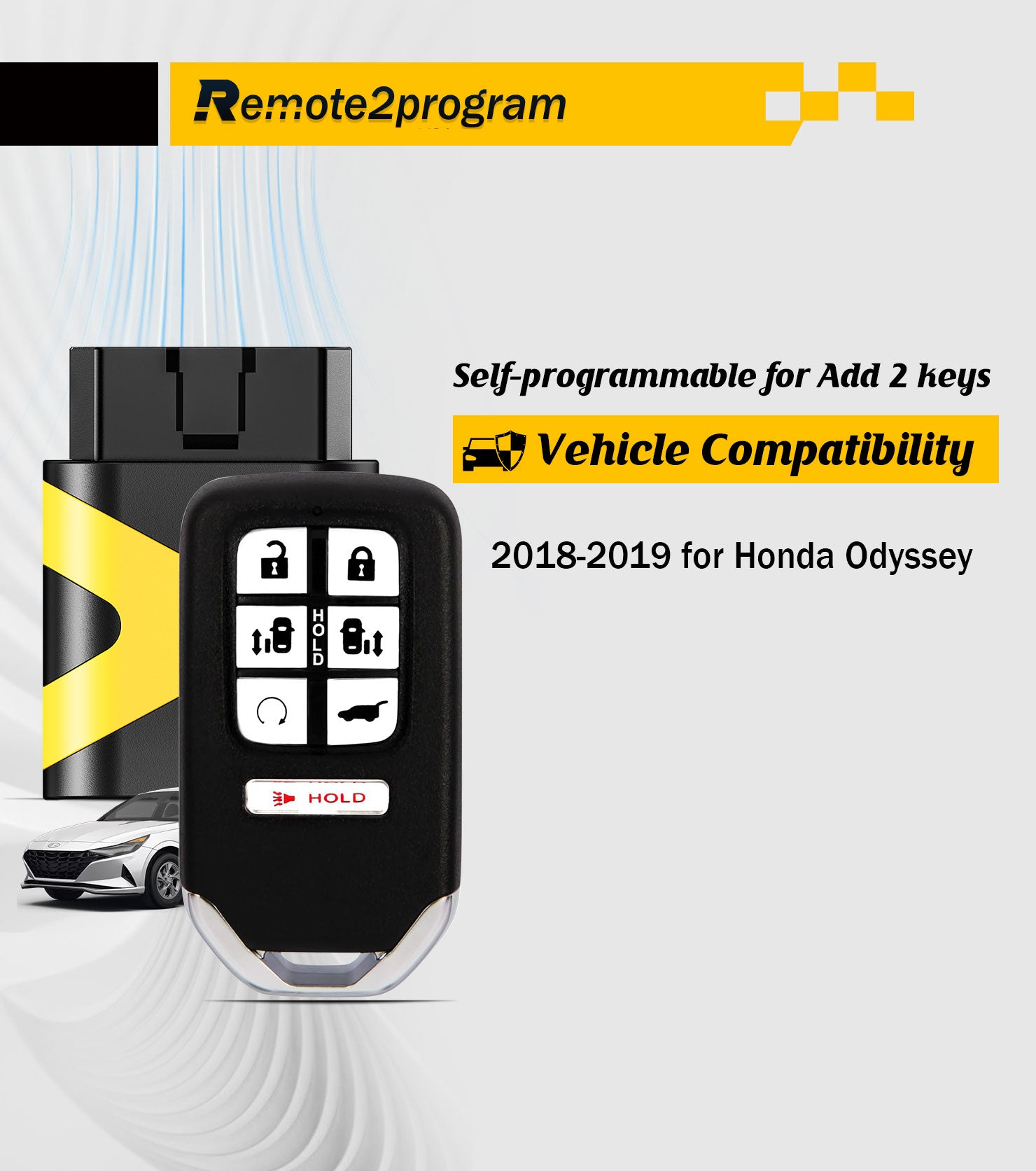 DIY Key Simple and Safe Self Programming Car Key Control and Smart Keyless Entry Remote Replacement for 2018-2019 for Honda Odyssey with FCC: KR5V2X