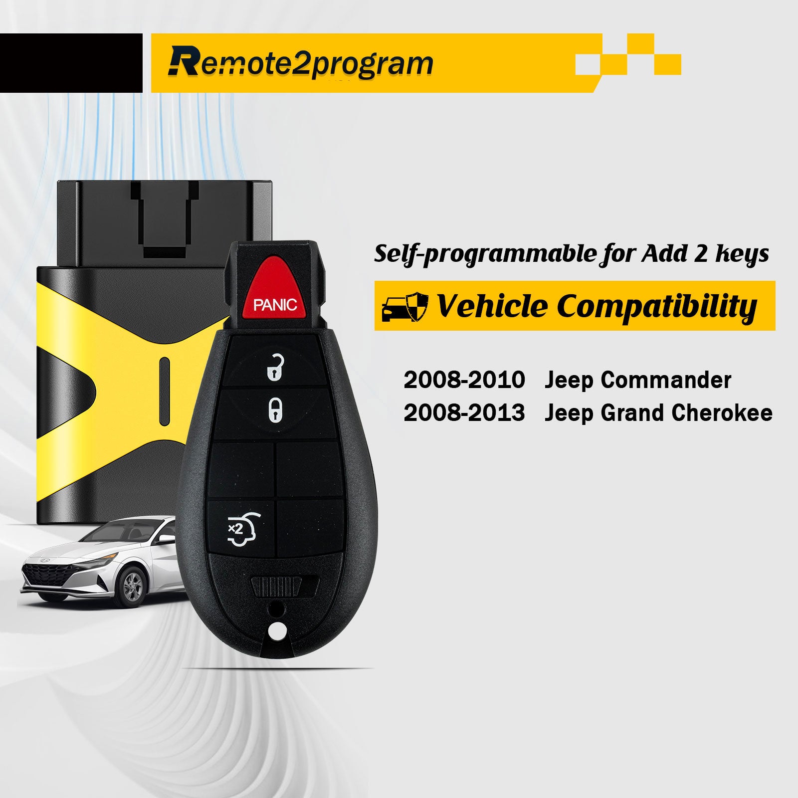 Easy and Safe Car Key Keyless Entry Self Programmable Remote Replacement for Dodge/Chrlyer with FCC: M3N5WY783X or IYZ-C01C