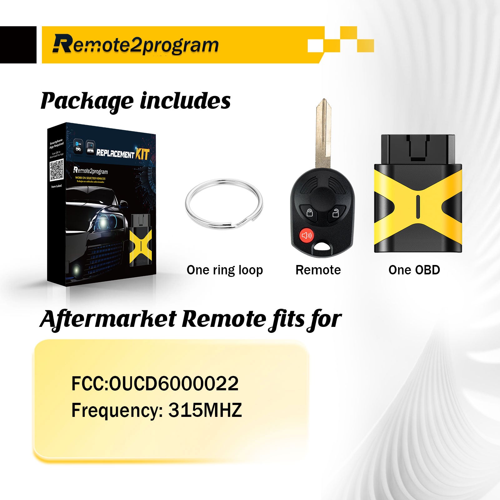 OBD DIY Programmer Scan/No Tool Required and Car Key Fob Replacement for Ford with FCC: OUCD6000022