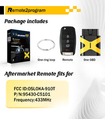 DIY Car Key Programmer OBD Tool and Uncut Blade Car Key Replacement for 2016-2020 Kia Sorento with FCC: OSLOKA-910T