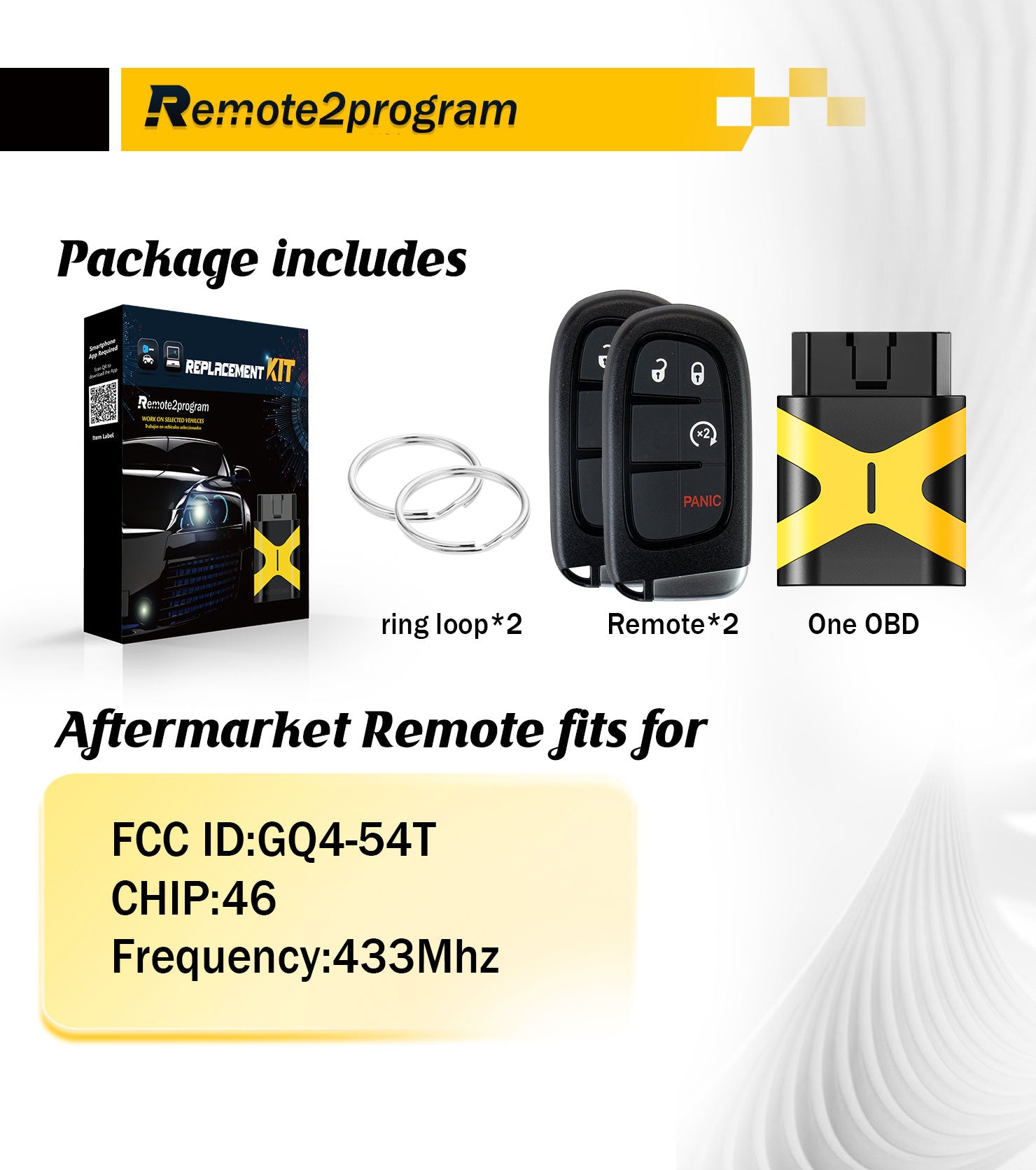 Self Programmable Smart Keyless Entry Remote Control Replacement for 2013-2017 Dodge Ram 1500 2500 3500 with FCC: GQ4-54T