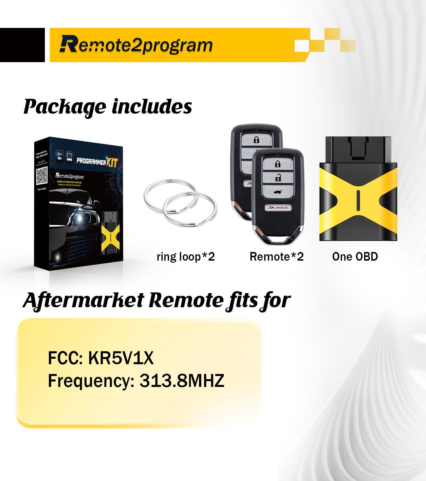 Acura Car Key Programmer Kit OBD Tool and Smart Keyless Entry Remote Replacement for 2016-2020 Honda HR-V with FCC: KR5V1X