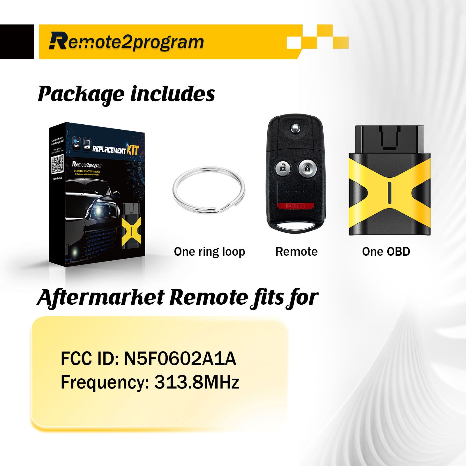 DIY Programmer Kit/OBD Tool and Programmable Key Fob Keyless Entry Replacement for Acura with FCC: N5F0602A1A