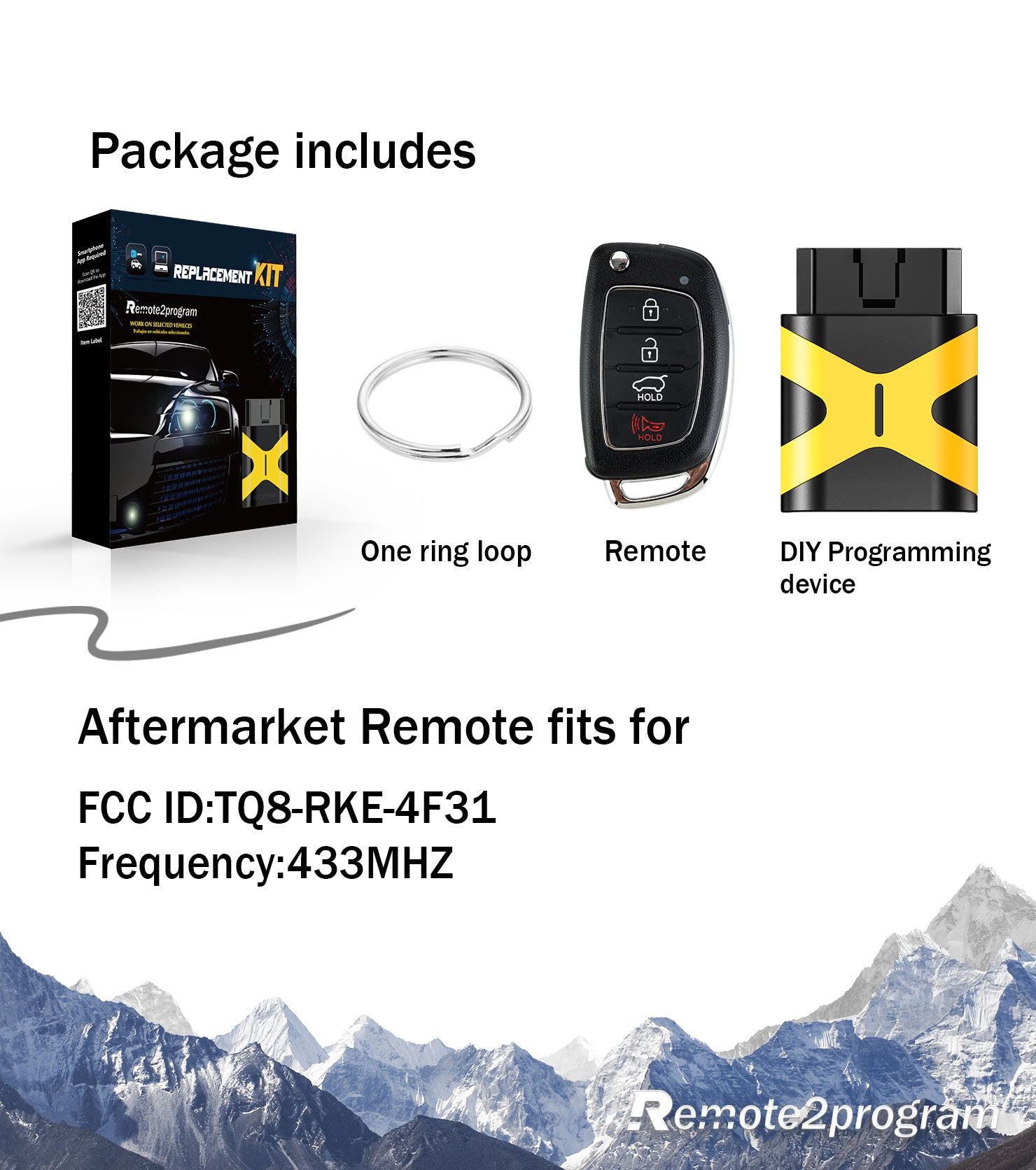 Key Programmer Kit and New FLIP Car Key TQ8-RKE-4F31 Replacement for 2015-2019 Hyundai Santa FE 433MHZ