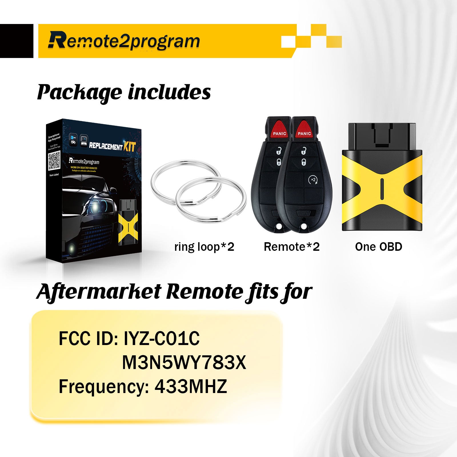 Self Programmable Car Key/Easy and Safe/Bluetooth and Keyless Entry Remote for Dodge/Chrlyer with FCC: M3N5WY783X or IYZ-C01C