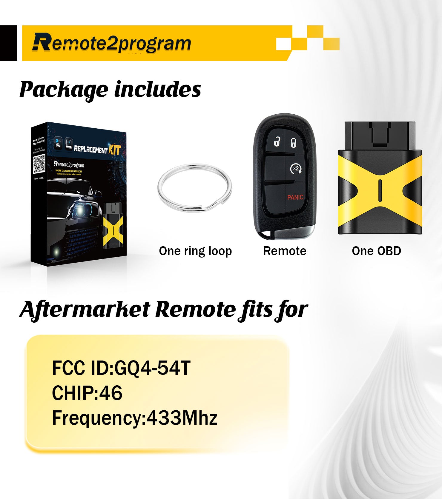 Self Programmable Smart Keyless Entry Remote Control Replacement for 2013-2017 Dodge Ram 1500 2500 3500 with FCC: GQ4-54T
