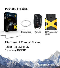 Remote Car Key Fob DIY Programming Smart Remote Control Replacement for 2016-2019 Hyundia Tucson with FCC: TQ8-RKE-4F25
