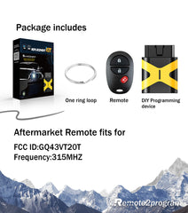 Car Key Keyless Entry Remote Control Replacement for Toyota Highlander Sienna Sequoia Tundra 315MHZ with FCC: GQ43VT20T