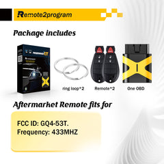 All Key Lost OBD Tool DIY Kit/Add 2 Keys and Keyless Entry Remote Replacement for Dodge with FCC: GQ4-53T