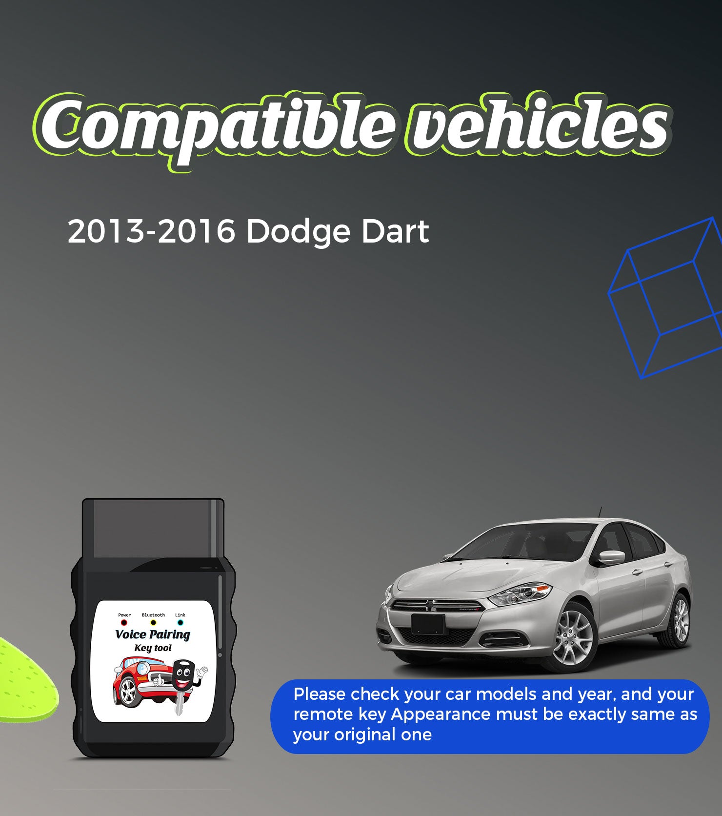 Car Key Fob Voice DIY Kit Replacement for 2013 2014 2015 2016 Dodge Dart Fobik Keyless Entry Remote Control M3N32297100