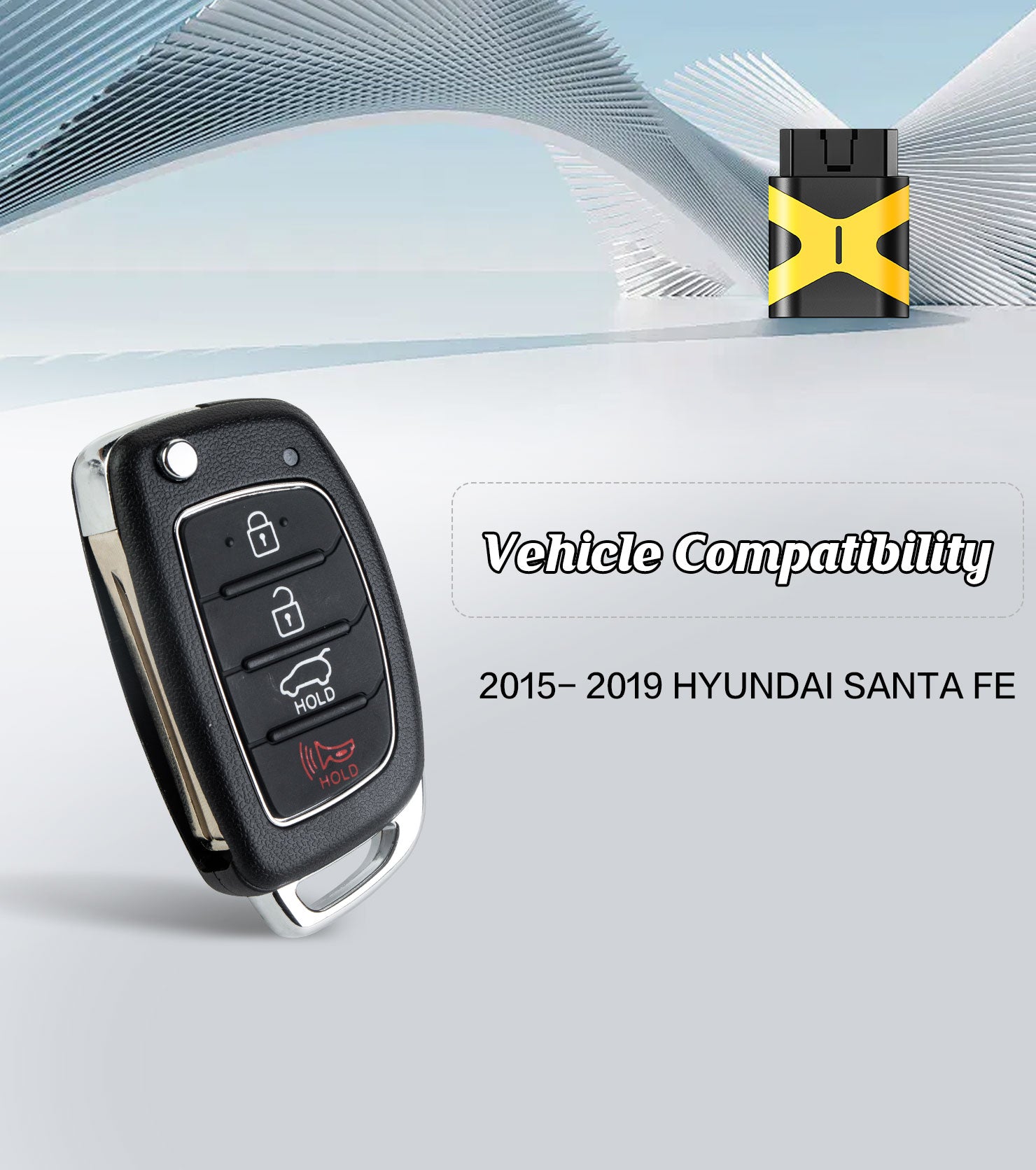 Key Programmer Kit and New FLIP Car Key TQ8-RKE-4F31 Replacement for 2015-2019 Hyundai Santa FE 433MHZ