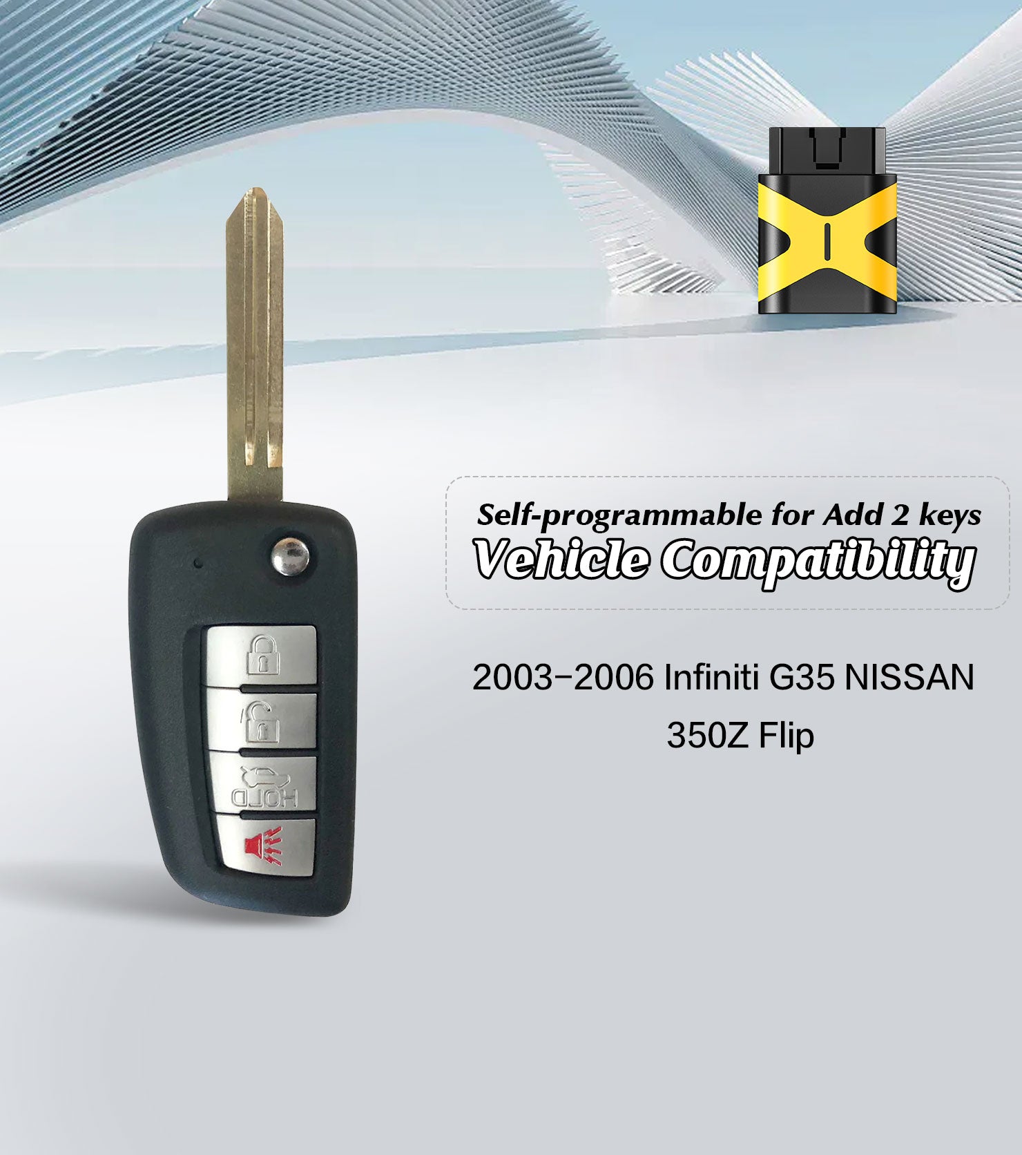 Self Programmable Remote Car Key Fob Replacement for 2003 2004 2005 2006 Infiniti G35/NISSAN 350Z 315MHZ with FCC: KBRSTU15