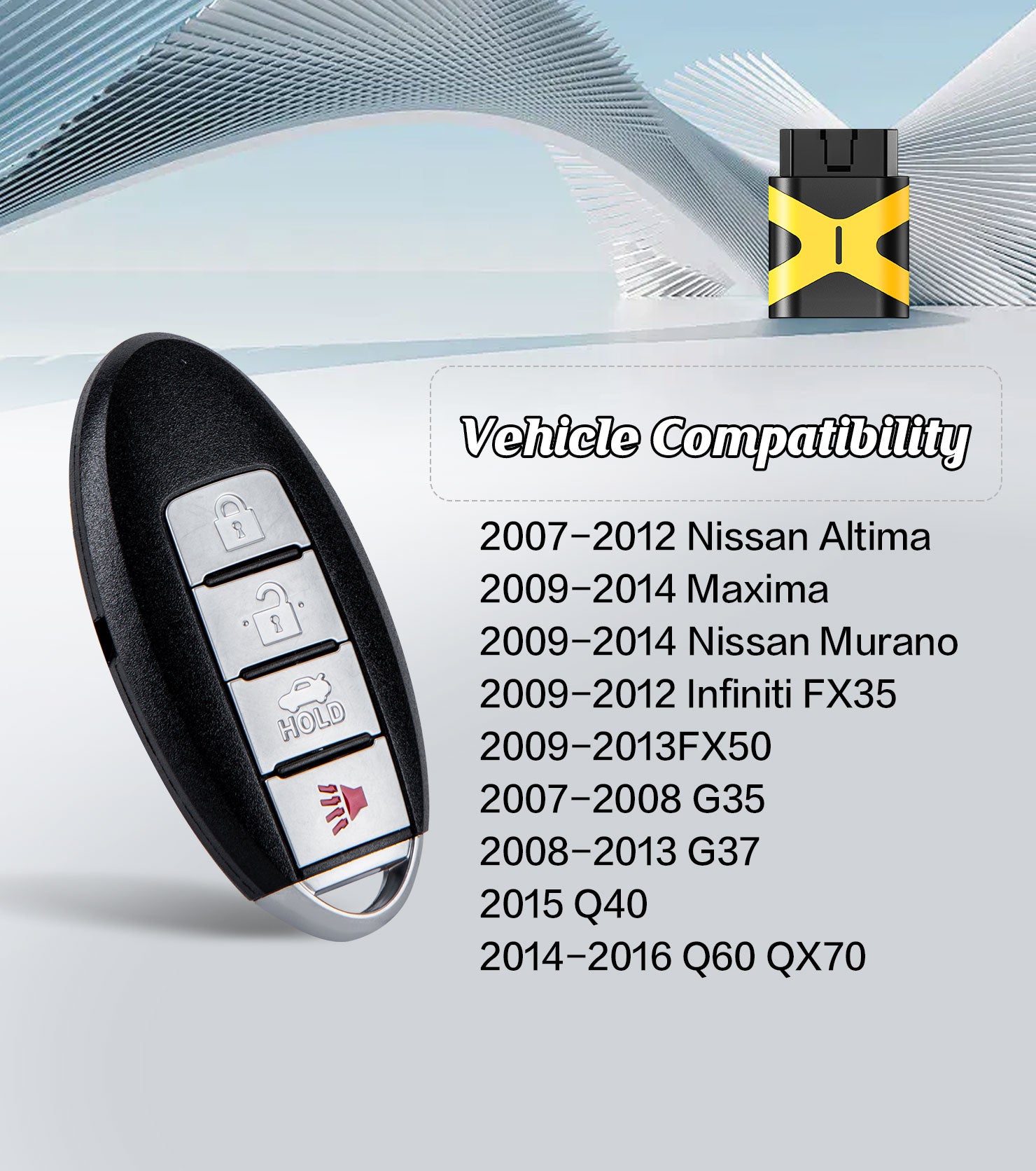 Smart Car Key Self Programmable Keyless Entry Remote Replacement for 2007-2012 Nissan Altima/2009-2013 Infiniti G37 with FCC: KR55WK48903