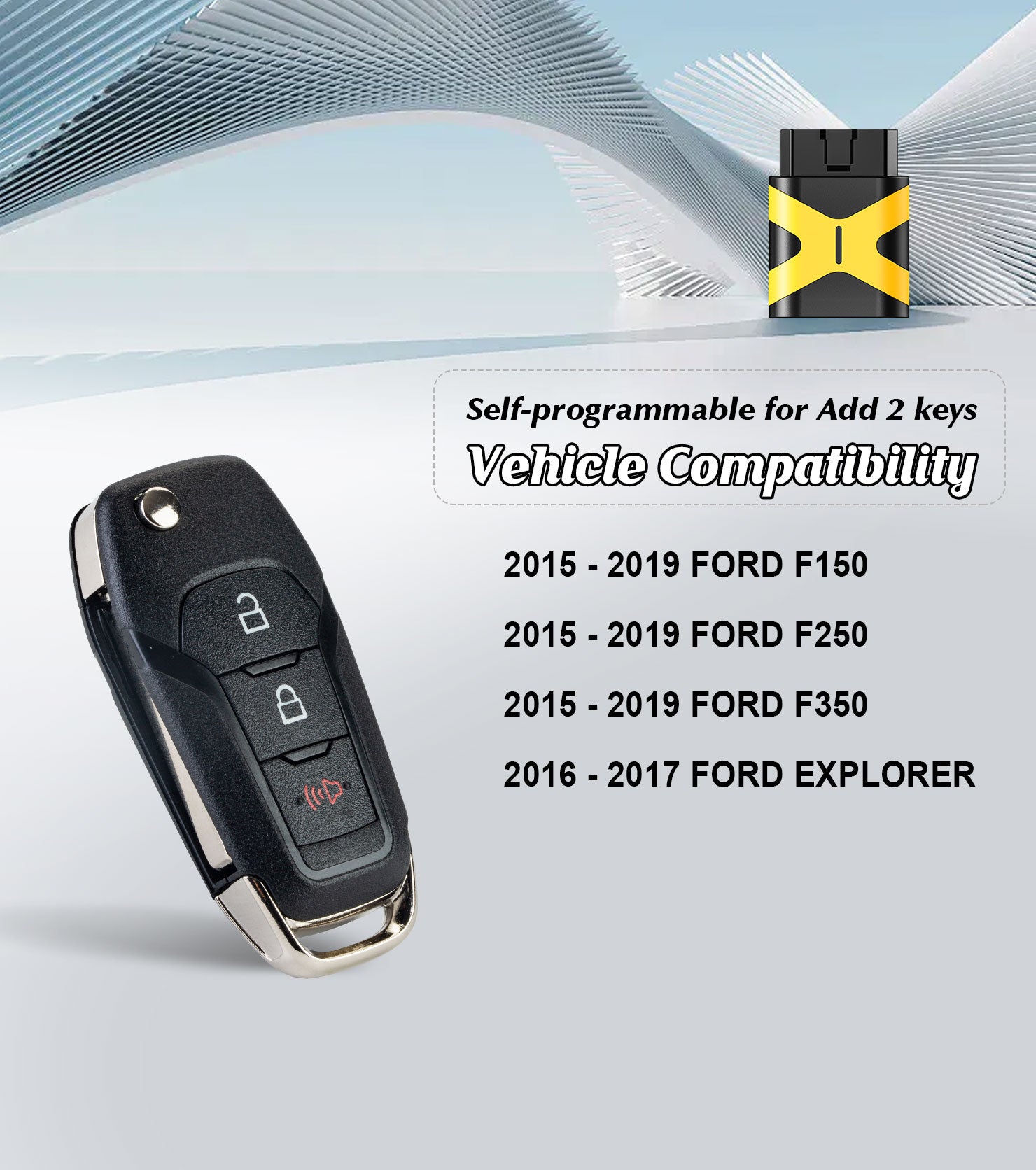FILP Key Fob 315MHZ Replacement for 2015-2019 Ford F150/F250/F350 and 2016 - 2017 Explorer N5F-A08TAA Self Programmable Remote Control