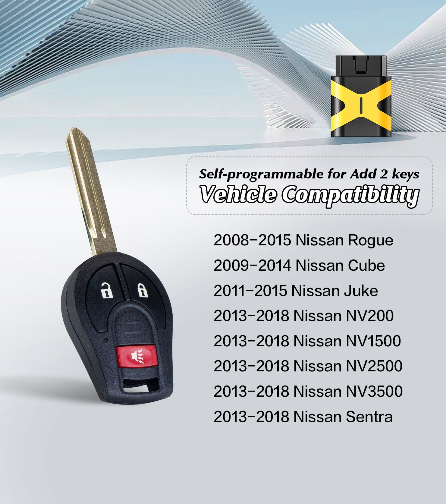 Self Programmable Key Fob Remote Replacement for Nissan Frontier Versa/Infiniti FX35 FX45 46 Chip with FCC: CWTWB1U751