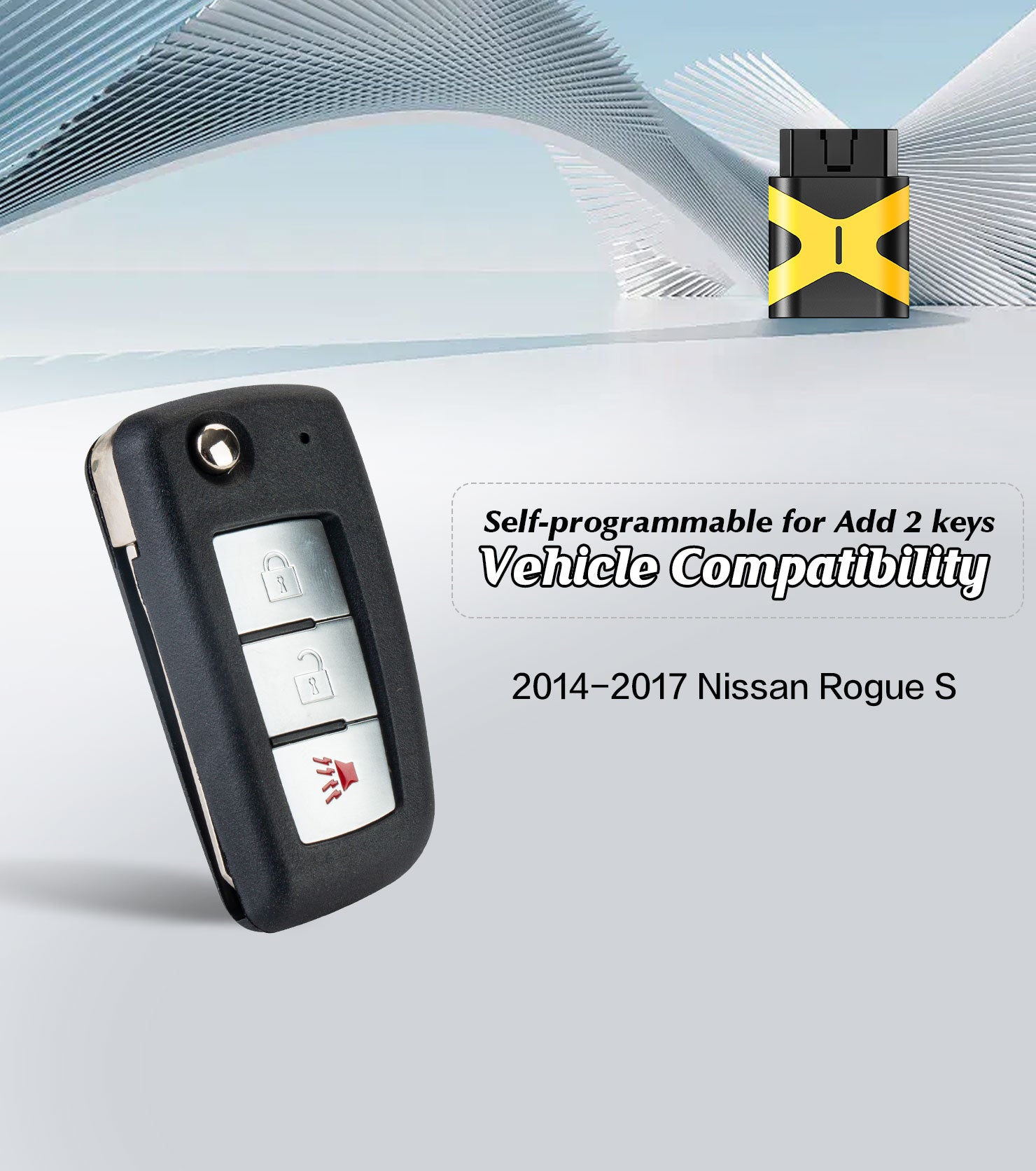 Self Programmable Remote Car Key Fob Replacement for 2014-2017 Nissan Rogue S 433MHZ with FCC: CWTWB1G767