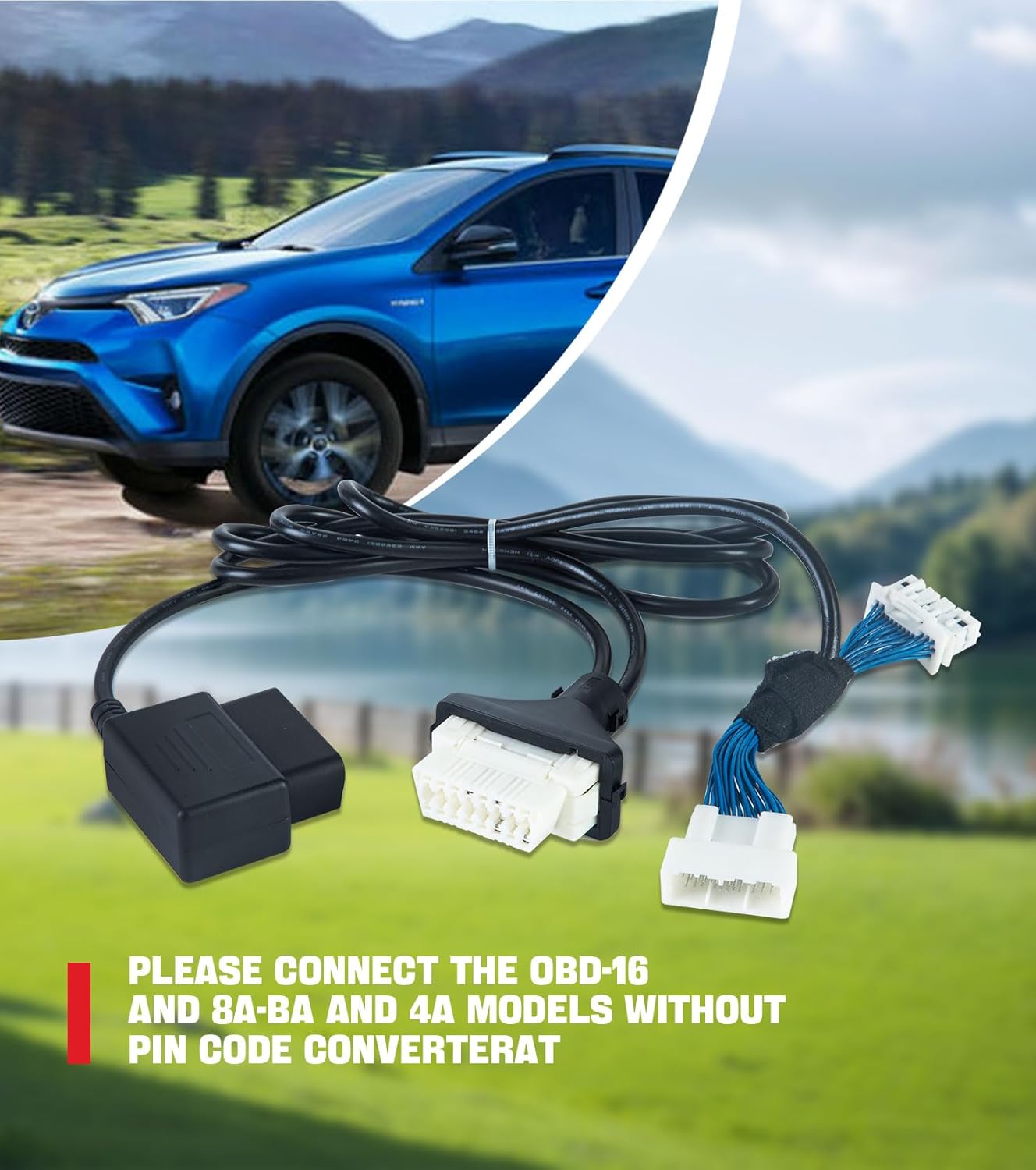 OBD2 Diagnostic Cable Adapter Program Via OBD -Without PIN Code Fit for Toyota 30 pin 8A-BA and 4A Models