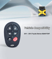 Car Key Keyless Entry Self Programmable Remote Control Replacement for 2011 2012 2013 Toyota Sienna 315MHZ with FCC: GQ43VT20T