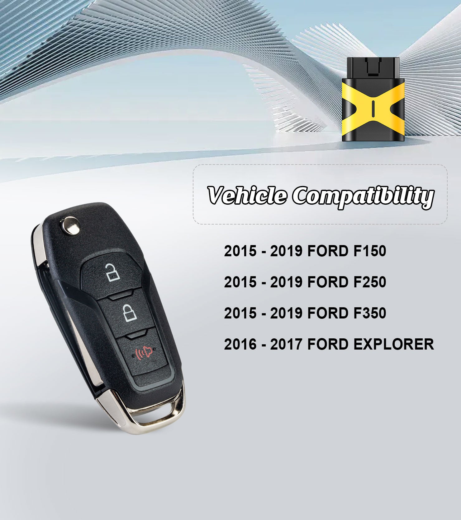 FILP Key Fob 315MHZ Replacement for 2015-2019 Ford F150/F250/F350 and 2016 - 2017 Explorer N5F-A08TAA Self Programmable Remote Control
