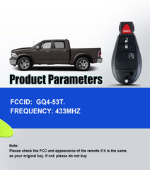 Simple Key Voice OBD Remote Start DIY Keyless Entry Fobik Car Key Replacement for 2013 2014 2015 2016 2017 Dodge Ram GQ4-53T