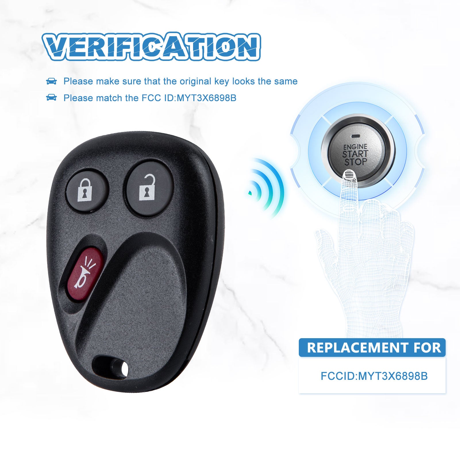 Car Key Fob Keyless Entry Remote Replacement for Envoy Trailblazer 3 BTN MYT3X6898B KR-C3RE