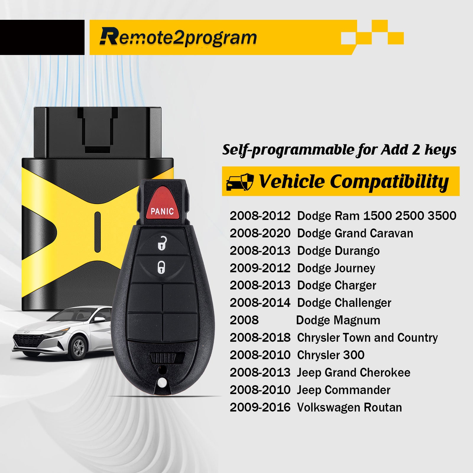 Easy to Use Self Programming Car Key Remote Keyless Entry with FCC: IYZ-C01C or M3N5WY783X