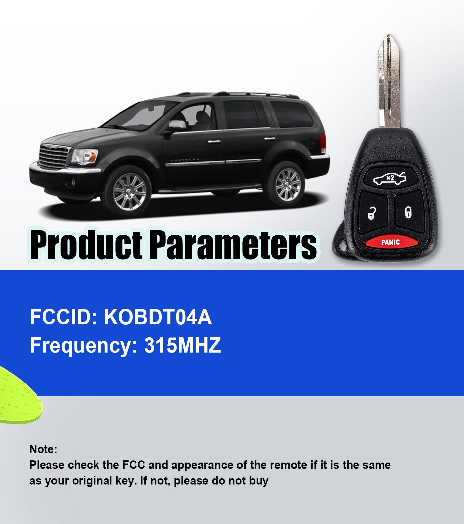 Head Car Key Fob DIY Installer Voice Kit Keyless Entry Replacement for 2005-2007 Jeep Grand Cherokee Commander Chrysler 300 Aspen Dodge Magnum Charger KOBDT04A