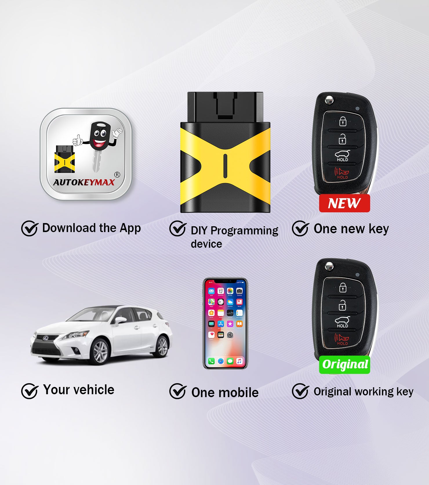 Key Programmer Kit and Self Programmable Car Key Fob TQ8-RKE-4F16 Replacement for 2015-2017 Hyundai Sonata 433MHZ