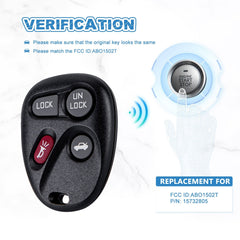 4 BTN Car Key Fob Replacement for 1996-2000 Chevy Tahoe 1997-2002 GMC Savana 1500 1997-1999 Buick Lesabre ABO1502T KR-C4RH