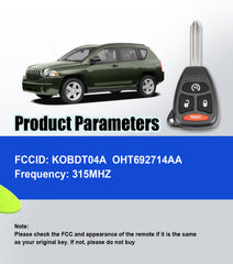 Uncut Car Key Fob DIY Voice Kit Replacement for Dodge Caliber Nitro Ram Dakota Chrysler Aspen Jeep Compass Wrangler Patriot 2005 2006 2007 2008 2009 2010 2011 2012 2013 KOBDT04A