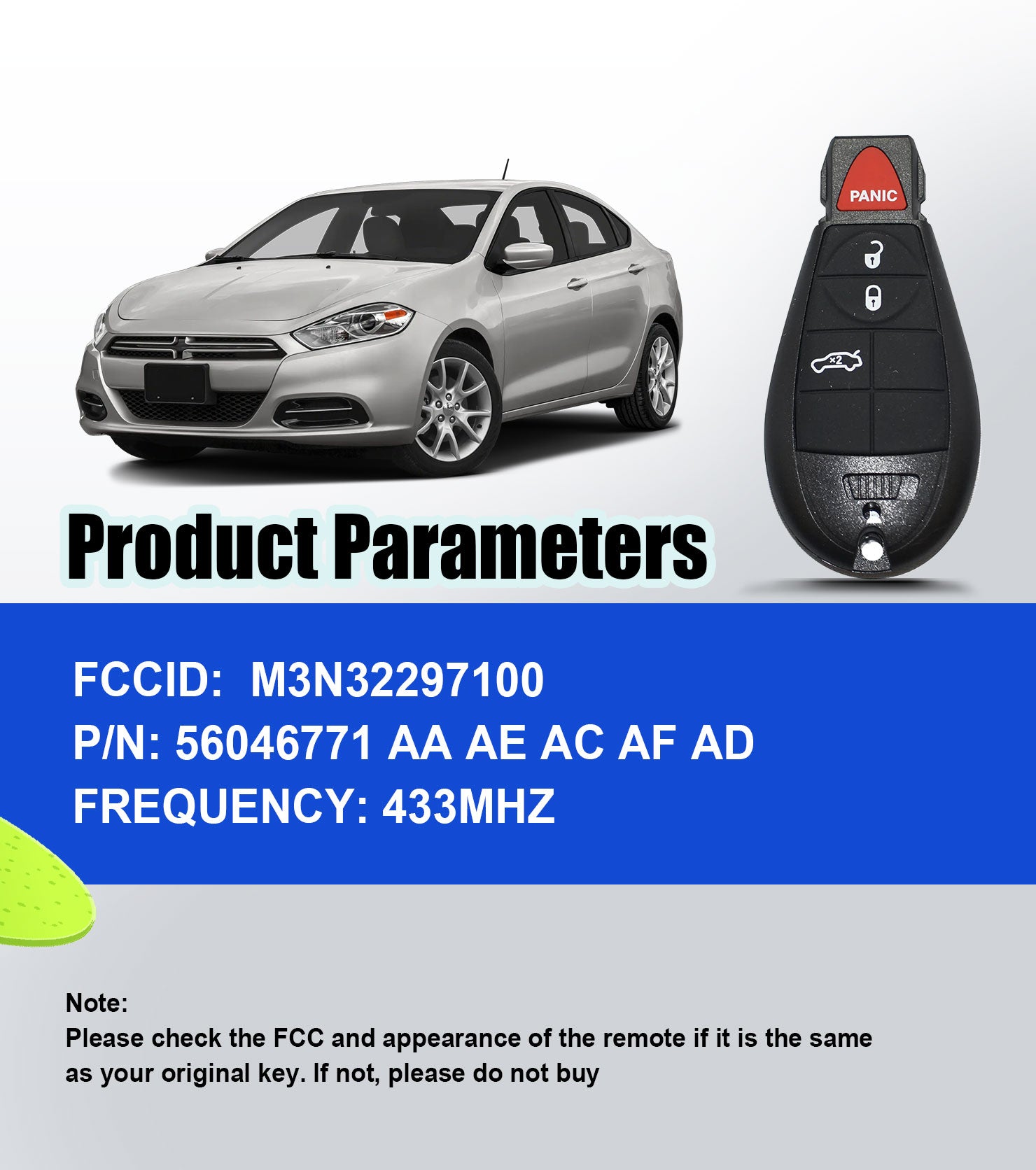 Car Key Fob Voice DIY Kit Replacement for 2013 2014 2015 2016 Dodge Dart Fobik Keyless Entry Remote Control M3N32297100